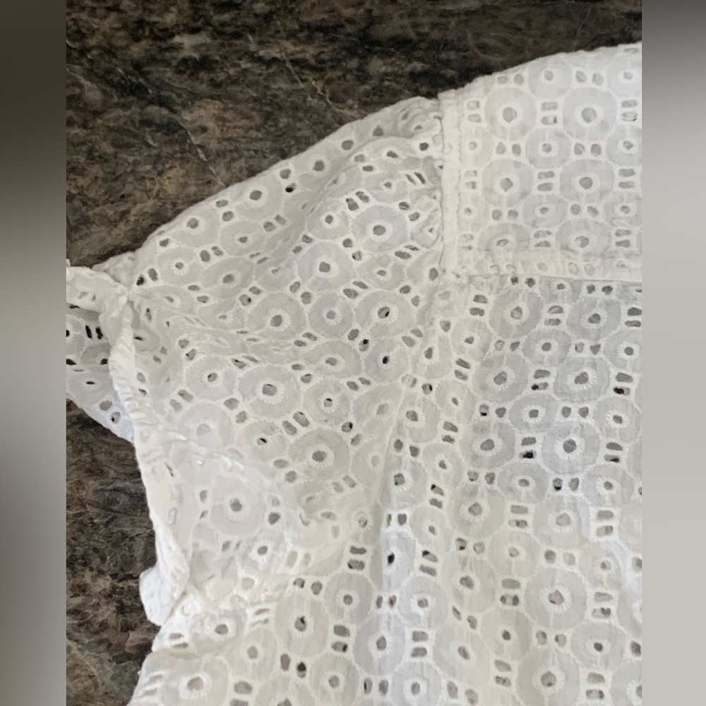 New York & Company White Eyelet Button-Front Shirt - Picture 9 of 11